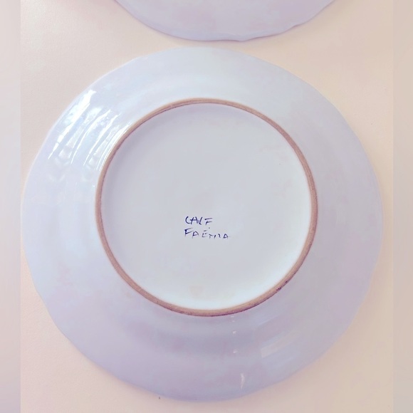 2 CACF Faenza Rare Italian Plates, 1950s Vintage, 8”floral ceramic earthenware